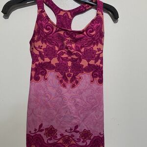 Athleta Women's Pink Floral Scoop Neck Racerback Athletic Tank Top Size XS